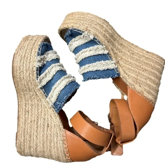 NWOT Marc Fisher ‘Adria’ Denim Espadrille Heels Size 7.5 - Picture 6 of 11